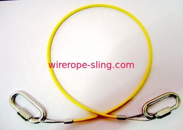 Ντυμένες PVC χαλύβδινων συρμάτων σχοινιών γρήγορες συνδέσεις χρώματος ανυψωτικών σφεντονών κίτρινες και στις δύο πλευρές