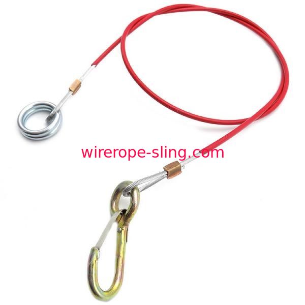 Το κόκκινο PVC έντυσε το προσαρμοσμένο σφεντόνα μήκος σχοινιών καλωδίων με τον αιφνιδιαστικό γάντζο/το Ο - δαχτυλίδι