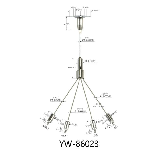Αrt Cable Hanging Systems Four Legs Screw Clip Brass Plated Nickel 1.5mm Dia YW86023 0