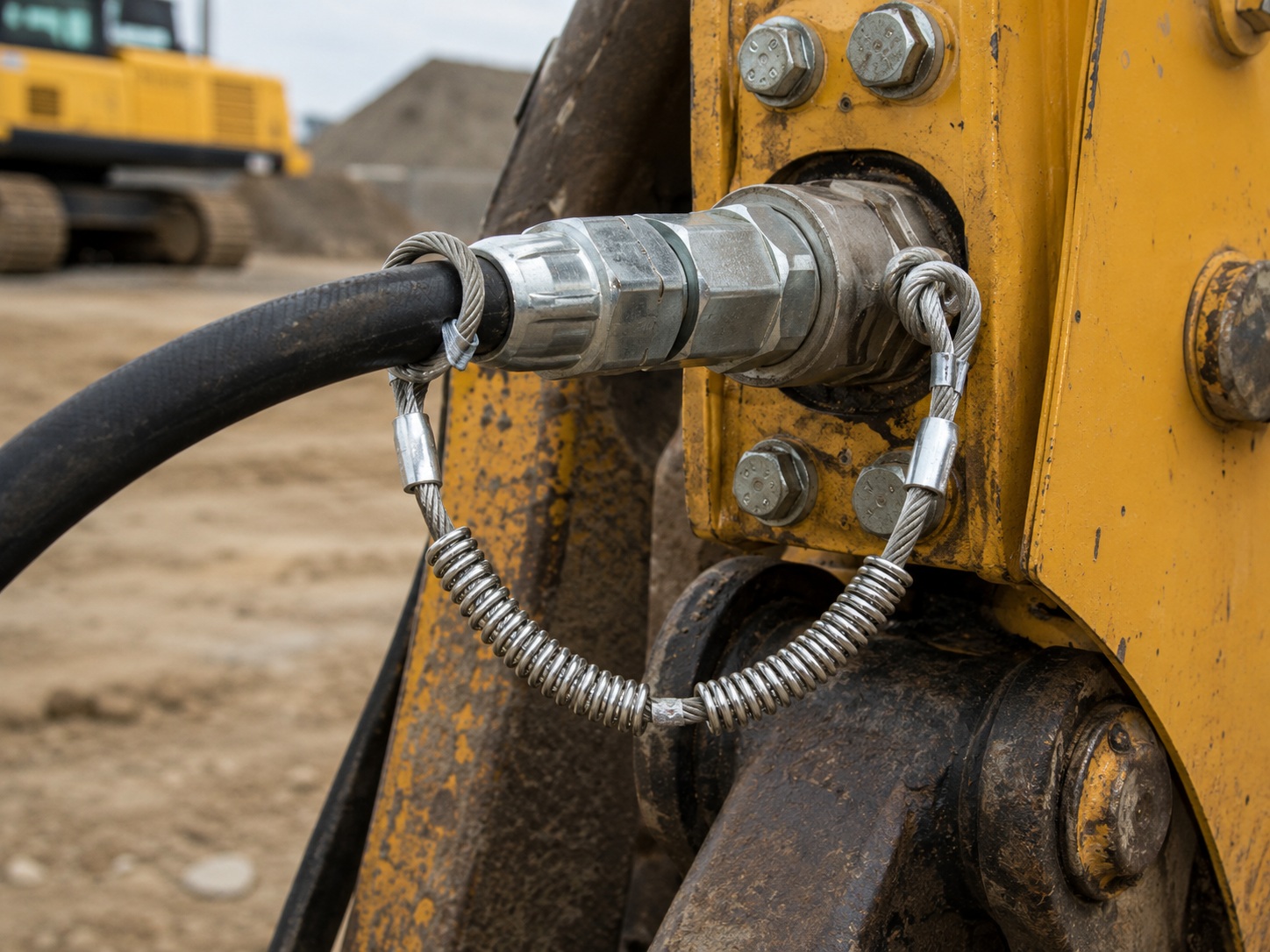 Hydraulic hose whip restraint used on construction machinery hose connection Hydraulic hose whip restraint used on construction machinery hose connection