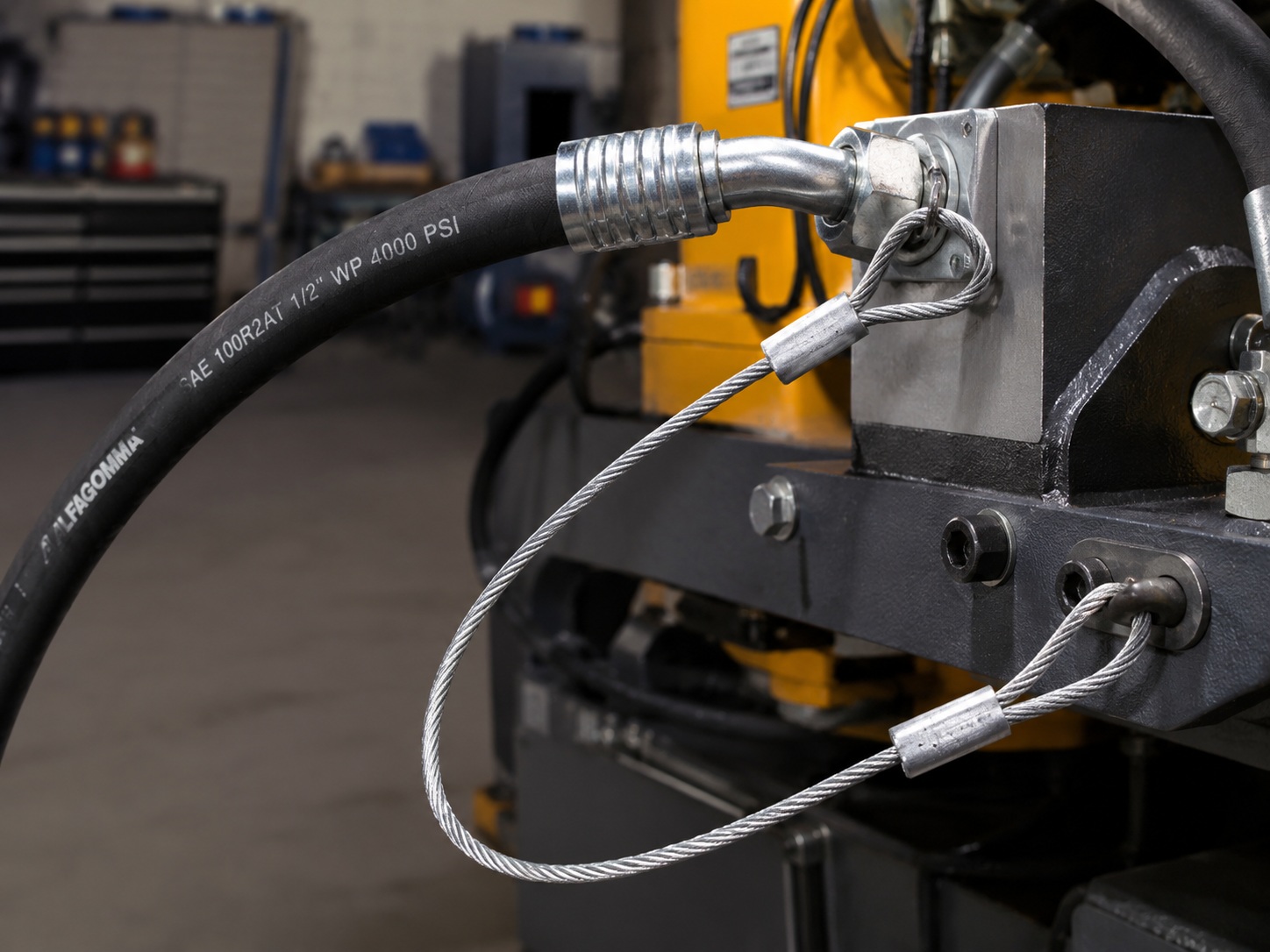 Custom high pressure hose restraint safety cable for hydraulic hose protection Custom high pressure hose restraint safety cable for hydraulic hose protection